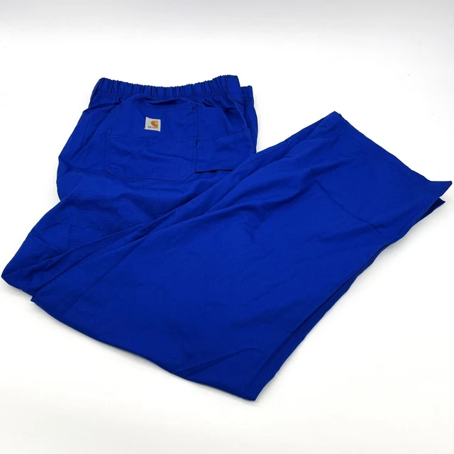 Carhartt RipStop Mens Size 3XL Royal Blue 8 Pocket Cargo Boot Cut Scrub Pants