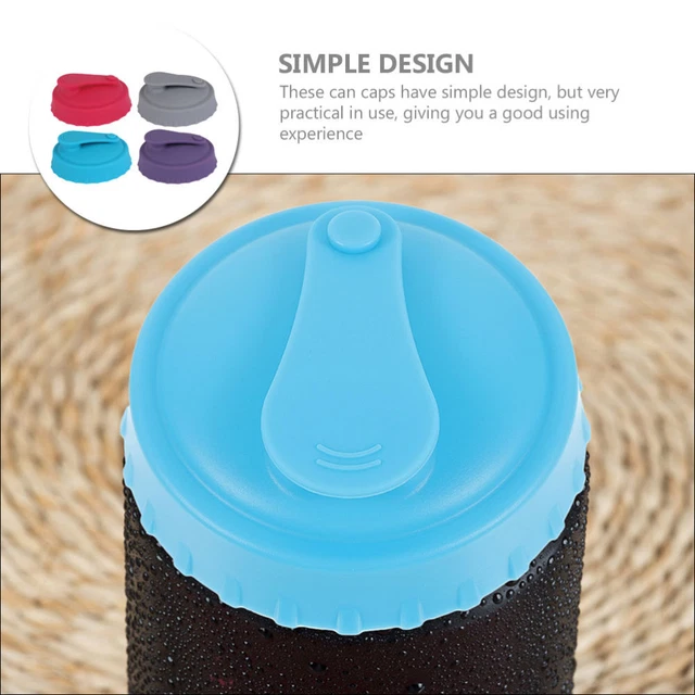 4 PCS CAN Lid Covers Pour Soda Savers Bottle Caps Sealing Lids Silicone