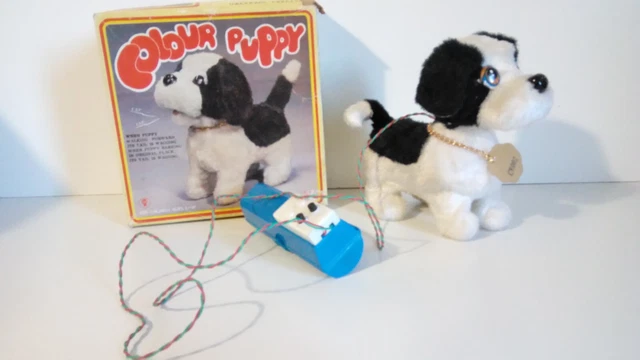 Ancien Jouet Mécanique ALPS – Chien Pat The Dog – Tôle – À Restaurer