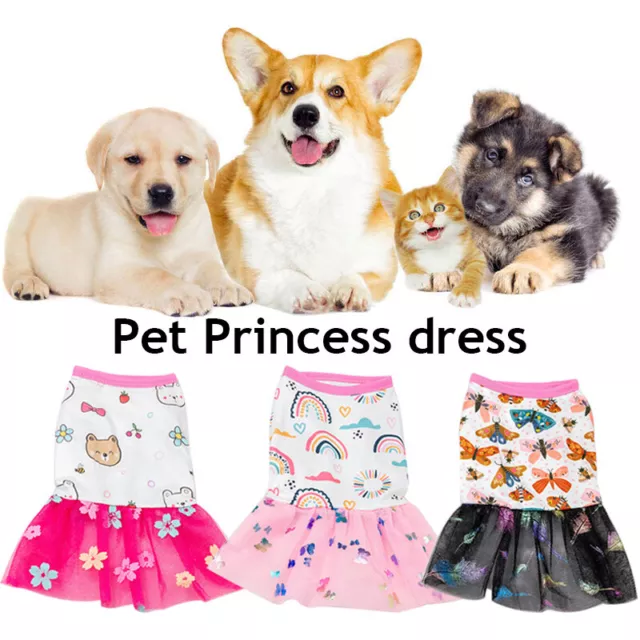 🔥 Pet Apparel Lace Mesh Dog Cat Dress Puppy Skirt Summer Princess Apparel #