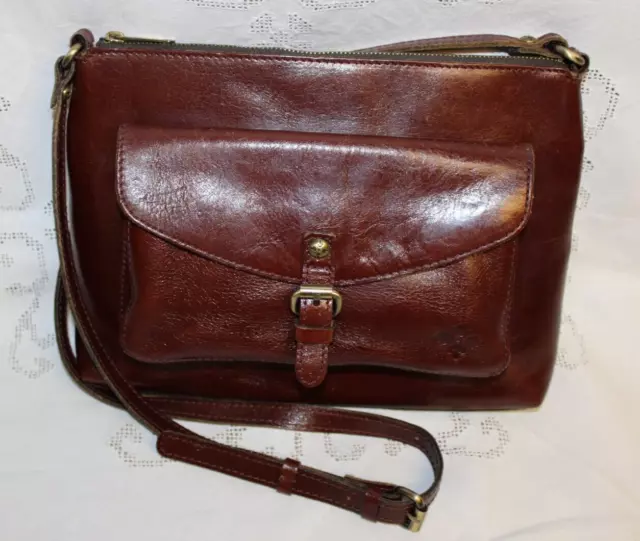 Patricia Nash Burgundy Italian Leather Crossbody Shoulder Bag Purse