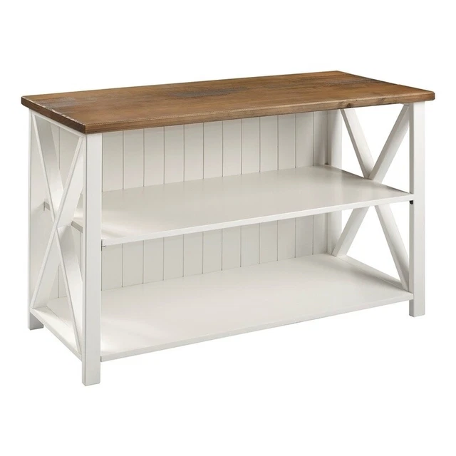 Homesphere Furniture 52" Solid Wood Storage Console - White/Reclaimed Barnwood
