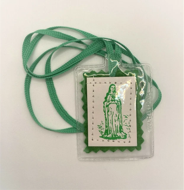 Green Scapular – Immaculate Heart Of Mary, 1 3/4 Inch, Christian Devotional Item