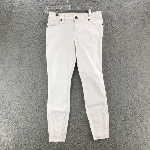 Kut from the Kloth Connie Ankle Skinny Jeans Womens 6 White Denim High Rise Zip