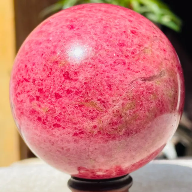 639g Top Natural Pink Rhodonite Quartz Crystal Sphere Ball Gemstone Healing