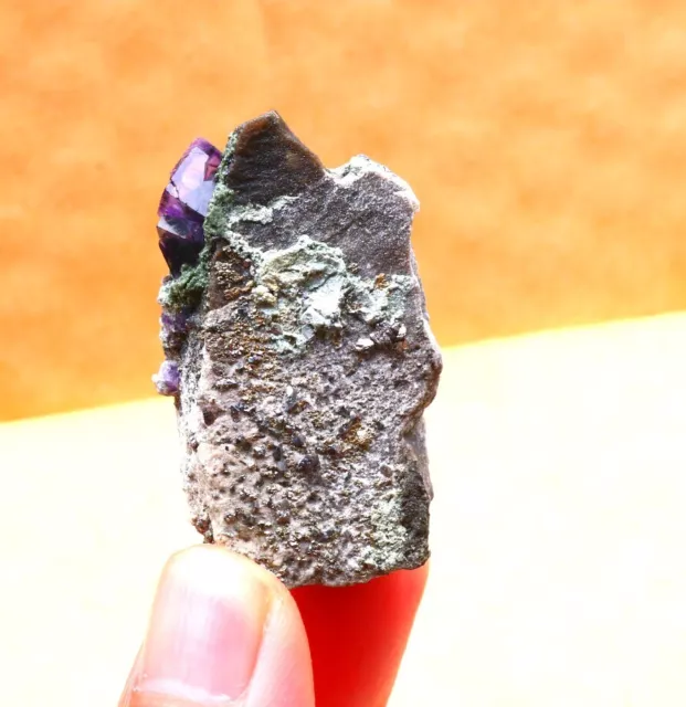 29.5g  Natural purple phantom cubic fluorite chalcopyrite mineral specimen/China