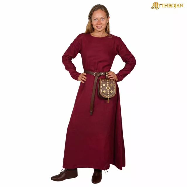 Helga Viking Linen Dress LARP SCA Medieval Renaissance Fair Reenactment Wine Red