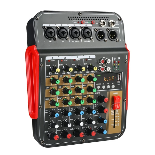 Mixeur Audio 2 Canaux USB - Console Compacte Avec Alimentation Fantôme 48V Pour Studio