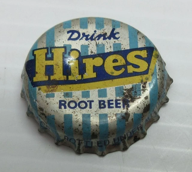 DRINK HIRES ROOT Beer Soda Pop Bottle Cap Crown cork lined striped