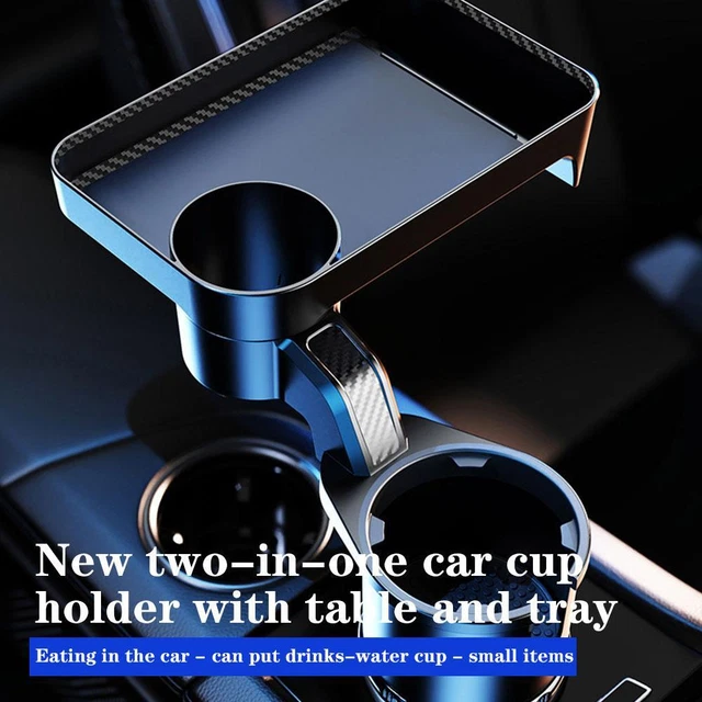 Car Cup Holder W/Attachable Tray 360° Swivel Food Eating Tray Table Expander