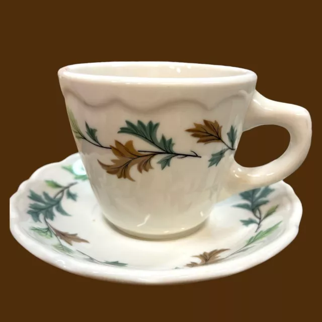 Couple (2) Of Vintage Oak Fall Leafs Cup & Saucer Syracuse China 99 L U.S.A.