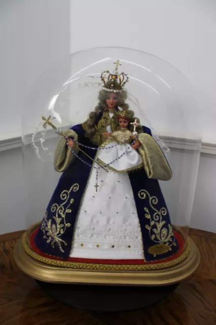 Heilige Mutter Maria Jesuskind Wachsfigur Antik Glassturz Klosterarbeit Acc003