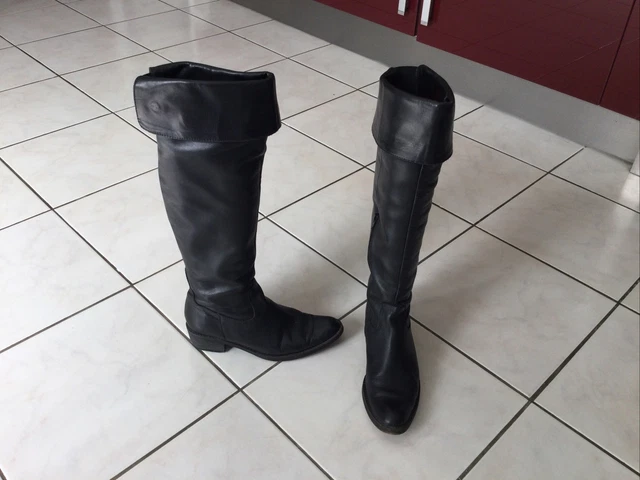 Bottes cuissardes REQINS pointure 39 cuir noir bon état