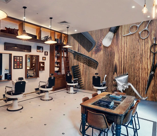 3D Gold Medal Barber 1464 Barber Shop Wall Murals
