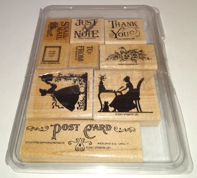 Vintage 2001 Stampin Up! Vintage Postcard 9 Rubber Stamps