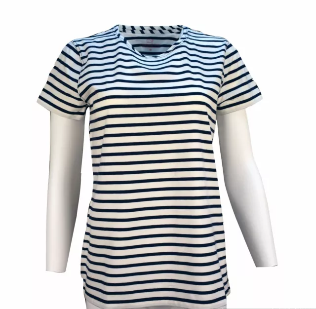 Vineyard Vines Women's Short Sleeve  Stripe Open Neck Tee T-shirt $49.50