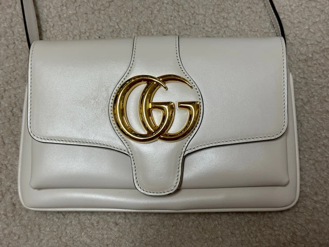 Gucci Arli Medium GG Off White Crossbody Bag Ebony Leather Handbag Gucci Arli Medium GG Off White Crossbody Bag Ebony Leather Handbag