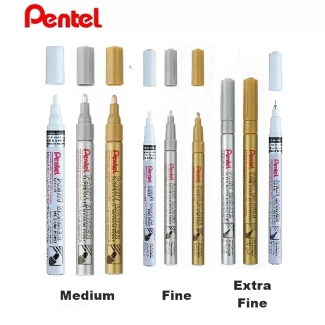 Pentel Paint Marker Permanent Gold/Silver/White - Select