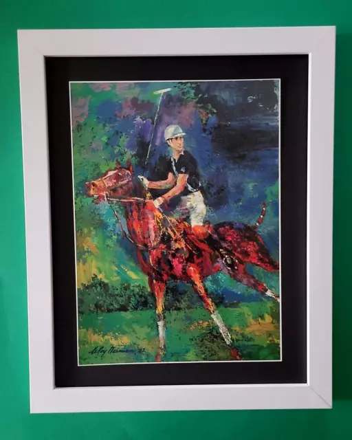 LeRoy Neiman KING CHARLES UK POLO Signed Pop Art Mounted & Framed  New 14x11 W