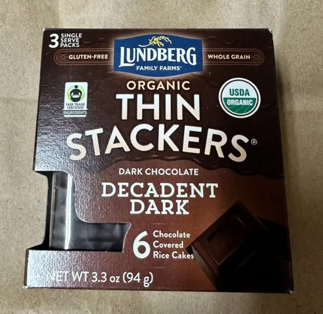 Lundberg Organic Thin Stackers Decadent Dark Chocolate Rice Cakes Gluten Free