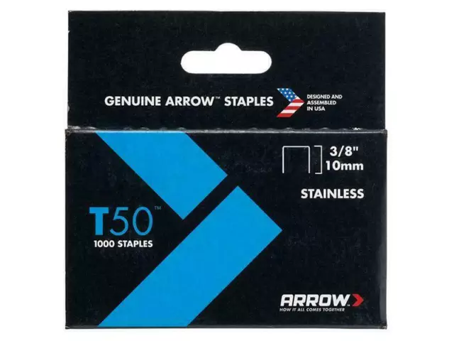 ARROW T50 Staples Stainless Steel 506Ss 10Mm (3/8In) Box 1000 ARRT5038SS