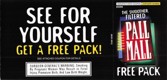 2002 PALL MALL Free Pack Cigarette Coupon Insert Vintage Tobacco Ad  Magazine $10.19