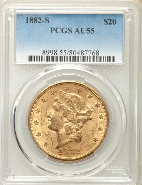1882-S $20 Gold Double Eagle PCGS AU55
