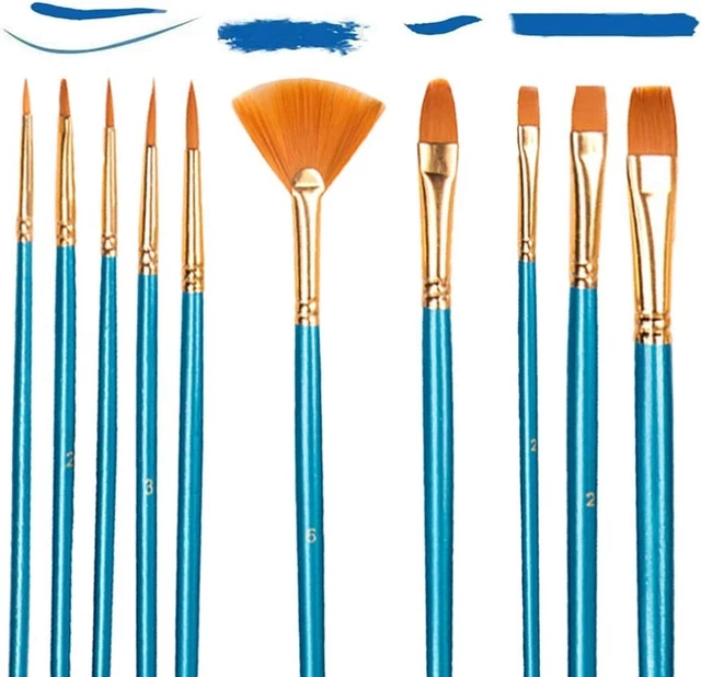 Set di 10 Pennelli Acrilici per Pittura artistica,Nylon Pennelli Sintetici