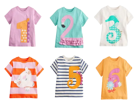 T-shirt compleanno ragazze NEXT top I am 1 2 3 4 5 6 anni nuova con etichette festa bambina giorno