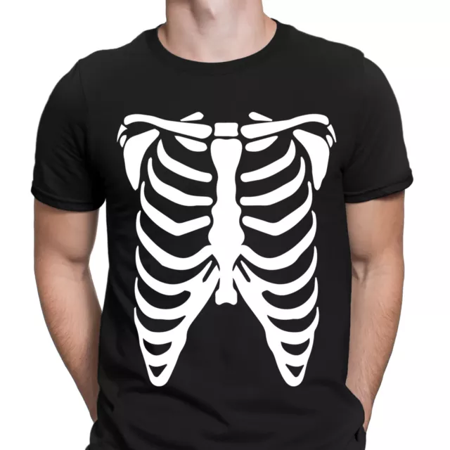 Skeleton Ribs Halloween Ribcage Bones Horror Scary Funny Mens T-Shirts Top #DJV