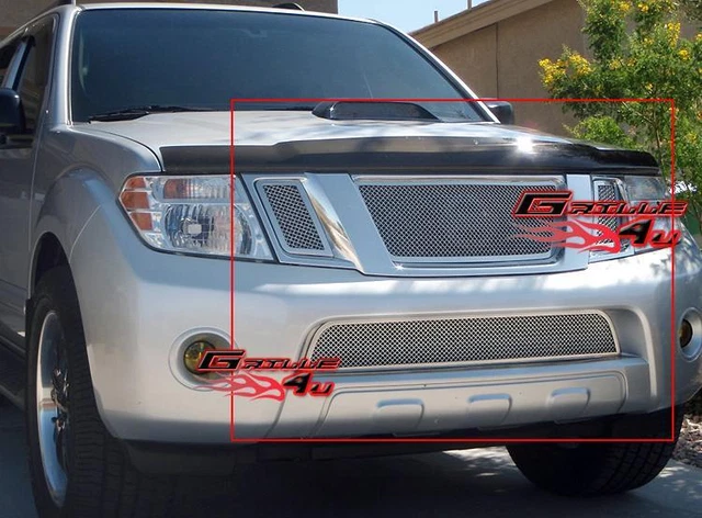 Fits 2008-2012 Nissan Pathfinder Stainless Chrome Mesh Grille Insert Combo