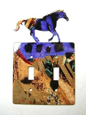 Wild Horse Double Light Switch Cover Plate by Steel Images USA 030315S 2