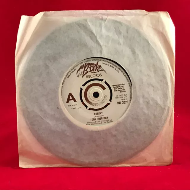 TONY SHERIDAN Lonely - 1975 UK 7" vinyl DEMO single EXCELLENT CONDITION