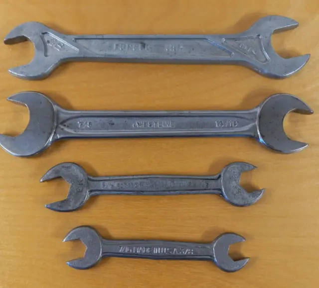 Lot of 4 Vintage Open End Wrenches Forged in USA Westline Barcalo