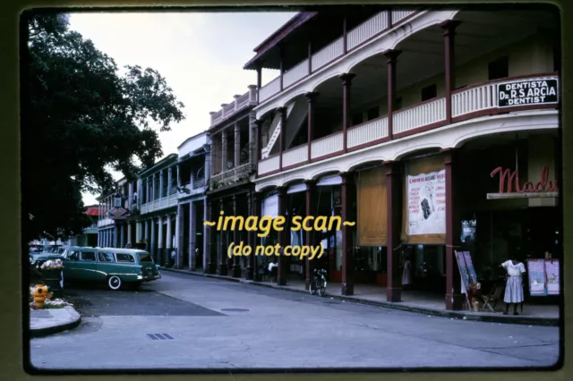 Street Scene and Station Wagon Car in Panama in 1962, Original Slide d25a