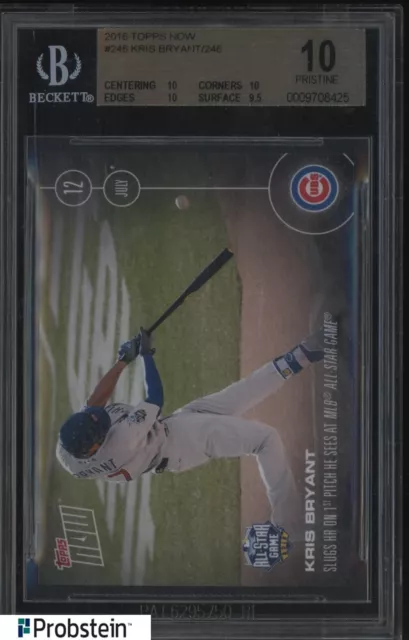 2016 Topps Now #246 Kris Bryant Chicago Cubs RC Rookie BGS 10 PRISTINE