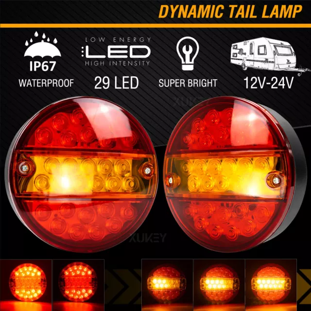 12V 24V LED Rear Stop Tail Lamp Sequential Indicator Trailer Truck Caravan Light