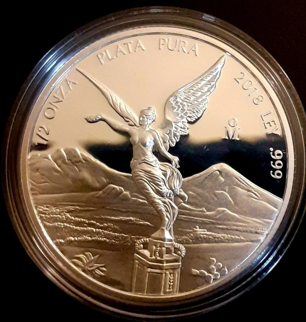 2018 Mexico Libertad Proof 1/2 oz .999 Silver In Mint Capsule; Mintage 7,000