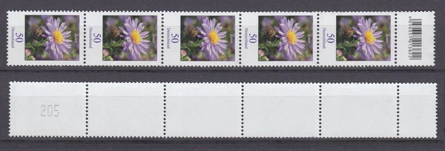 Bund 2463 EAN-CODE RM 5er Streifen mit ungerader Nr. Blumen Herbstaster 50 C **