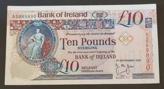 Bank of Ireland Belfast EIRE £10 Ten Pound banknote 2000 issue