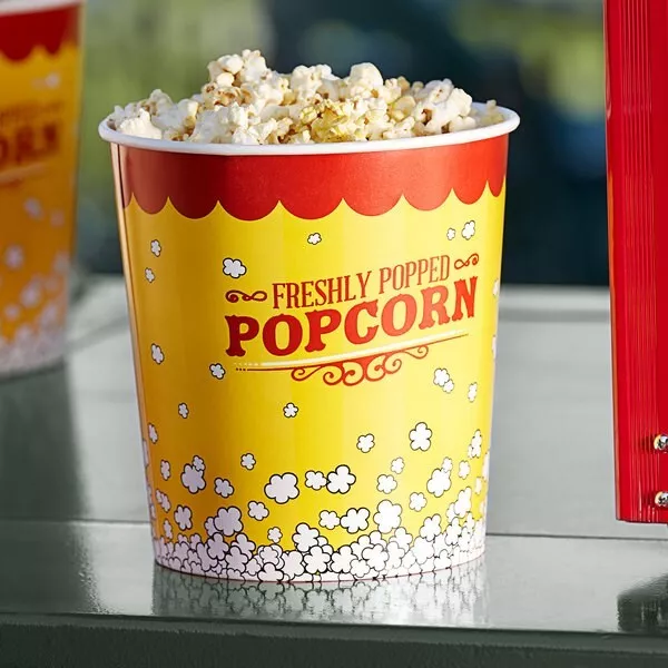(150-Pack) 130 oz. Round Paper Movie Theatre Concession Popcorn Cups