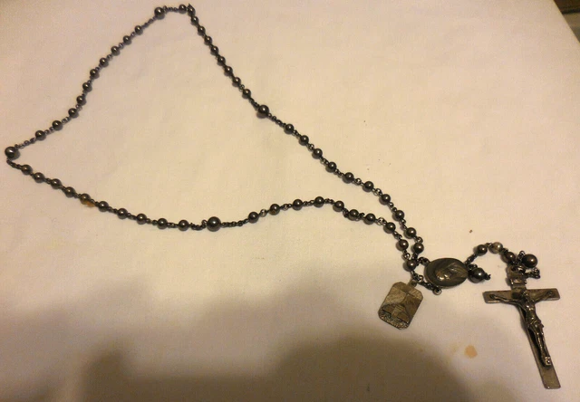 1 Rosary Jesus Mary Crucifix round Beads Christian Church VTG cross,christianity