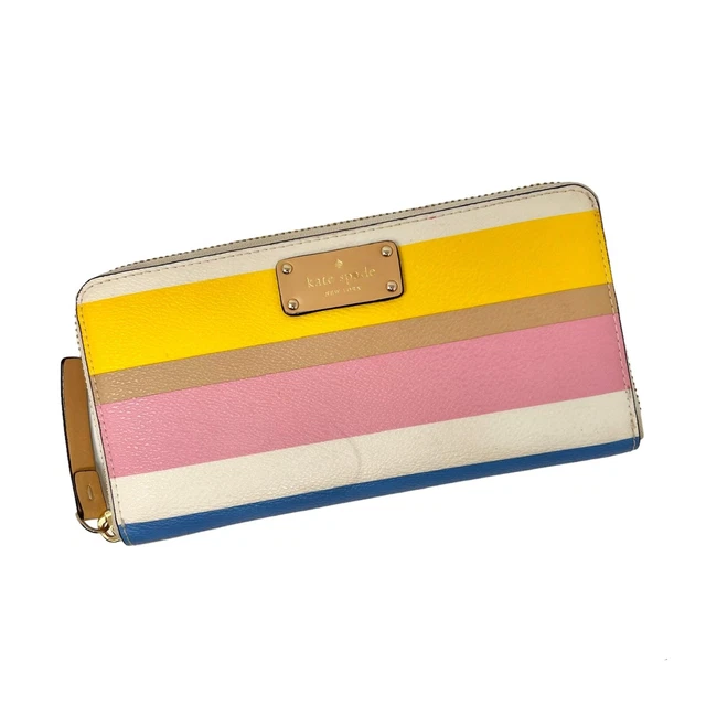 Kate Spade Neda Grove Street Dune Stripe Leather PVC Zip Around Accordion Wallet Kate Spade Neda Grove Street Dune Stripe Leather PVC Zip Around Accordion Wallet
