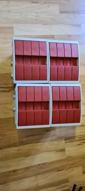 4x HAN Schubladenbox mit 4 Fächern in Rot DIN A4