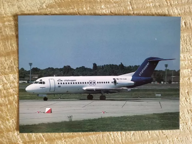 Klm Cityhopper Fokker F28 At Berlin.vtg Unused Aircraft Postcard*P8