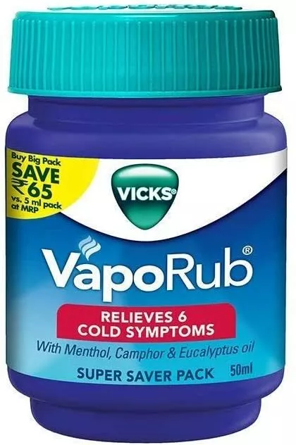 Vicks Vaporub Fast Relief From Headache, cough,  cold flue blocked nose, 50ML