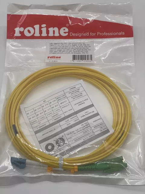 ROLINE 5m LWL - Kabel duplex 9/125µm OS2, LSH APC / LC UPC, LSOH Gelb