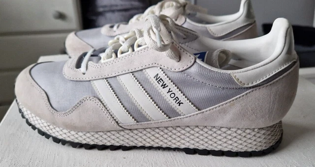USED ADIDAS NEW York trainers UK8 Crystal White Grey 2017 60.00