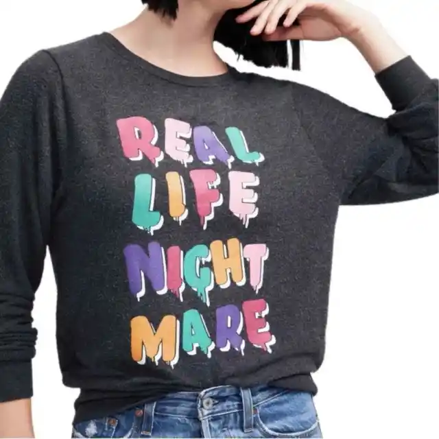 WILDFOX Pleasant Dreams "Real Life Nightmare" Sweatshirt NEW WITH TAG