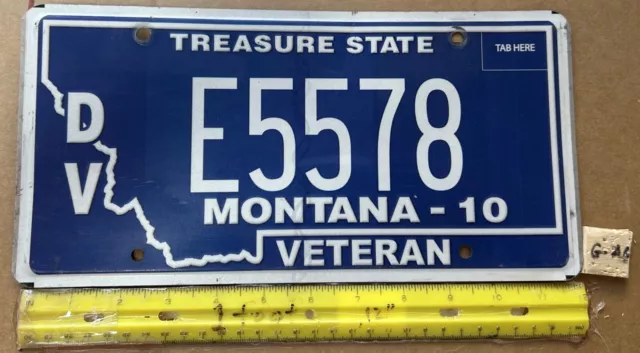 *License Plate, Montana, Treasure State, Veteran, DV E 5578